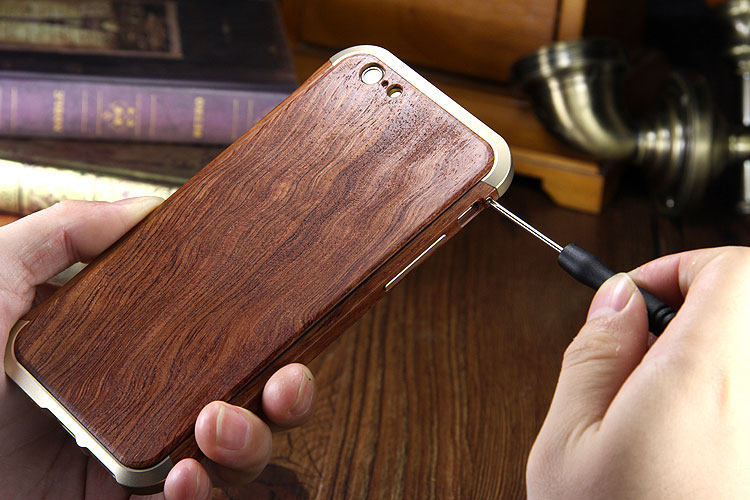 iy Rosewood Aluminum Metal Frame Wood Bumper Wooden Back Case Cover for Apple iPhone 6S Plus/6 Plus & iPhone 6S/6
