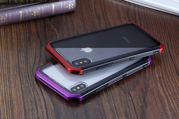 Luphie Nunchaku Airframe Metal Frame Air Barrier Tempered Glass Back Case Cover for Apple iPhone X