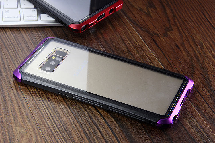 Luphie Nunchaku Airframe Metal Frame Air Barrier Tempered Glass Back Case Cover for Samsung Galaxy Note 8
