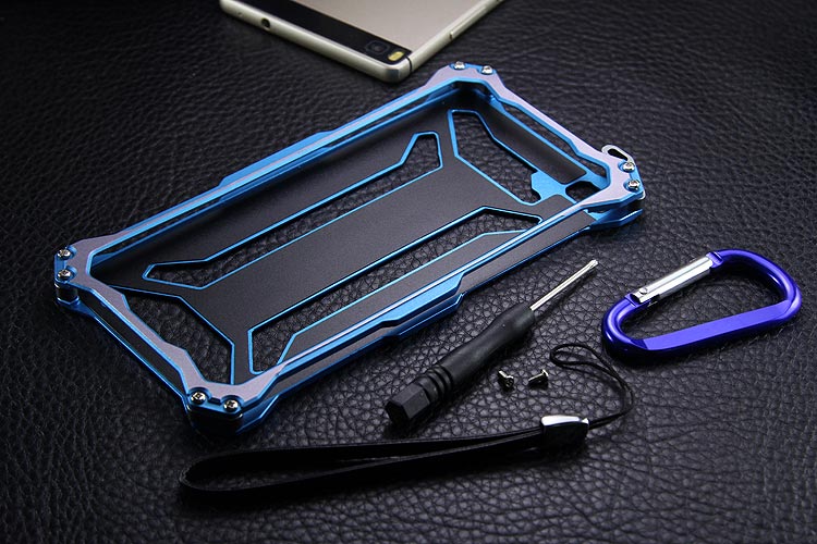 R-JUST GUNDAM Shockproof Aluminum Alloy Double Color Oxidation Metal Protective Case for Huawei Ascend P8/ P8 Lite