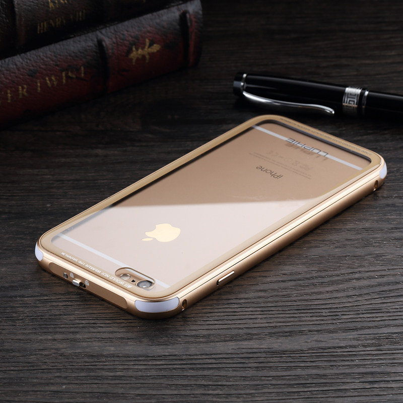 Luphie iGlass Airframe Aluminum Bumper Air Barrier Tempered Glass Back Case Cover for Apple iPhone 6S/6 & iPhone 6S Plus/6 Plus