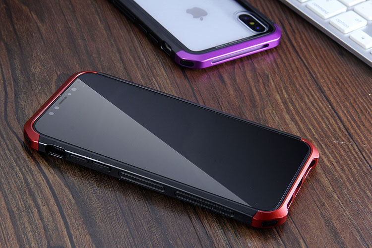 Luphie Nunchaku Airframe Metal Frame Air Barrier Tempered Glass Back Case Cover for Apple iPhone X