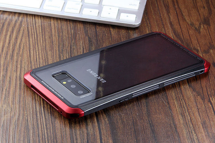 Luphie Nunchaku Airframe Metal Frame Air Barrier Tempered Glass Back Case Cover for Samsung Galaxy Note 8