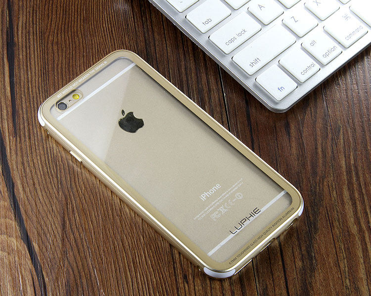 Luphie iGlass Airframe Aluminum Bumper Air Barrier Tempered Glass Back Case Cover for Apple iPhone 6S/6 & iPhone 6S Plus/6 Plus