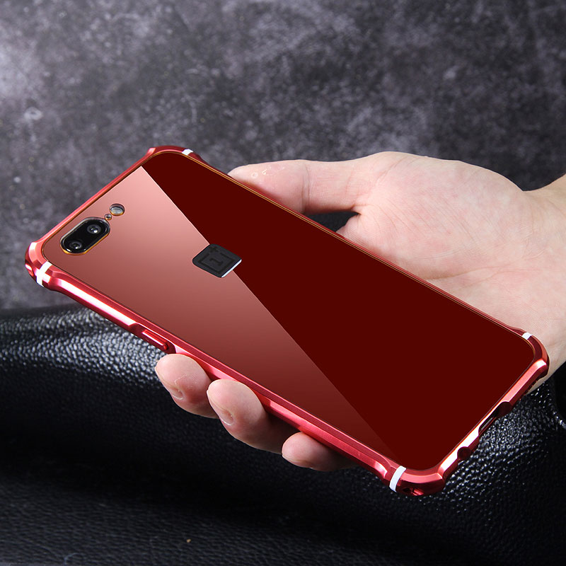 iy Rainbow Aluminum Metal Bumper Dazzle PC Back Cover Case for OnePlus 5