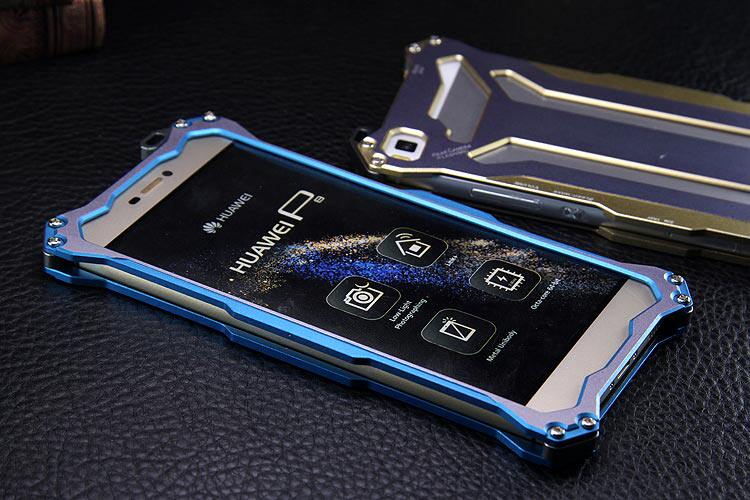 R-JUST GUNDAM Shockproof Aluminum Alloy Double Color Oxidation Metal Protective Case for Huawei Ascend P8/ P8 Lite