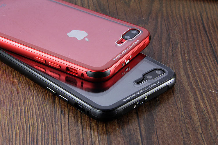 Luphie iGlass Airframe Aluminum Bumper Air Barrier Tempered Glass Back Case Cover for Apple iPhone 7 & iPhone 7 Plus