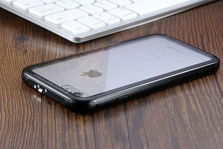 Luphie iGlass Airframe Aluminum Bumper Air Barrier Tempered Glass Back Case Cover for Apple iPhone 6S/6 & iPhone 6S Plus/6 Plus