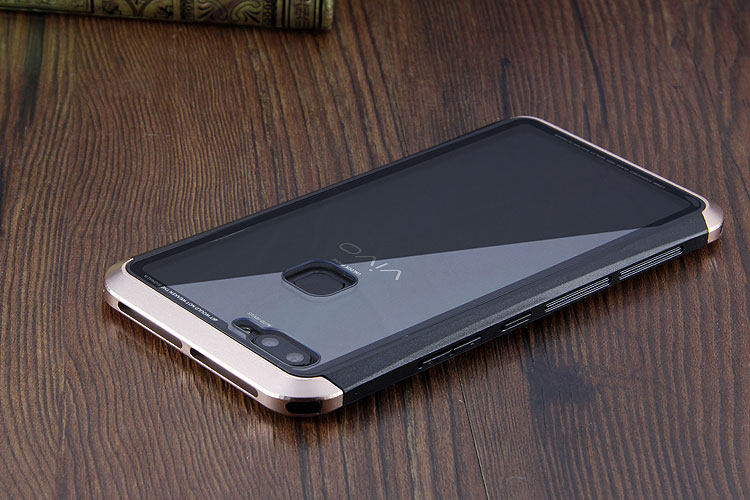 Luphie Nunchaku Airframe Metal Frame Air Barrier Tempered Glass Back Case Cover for vivo X20