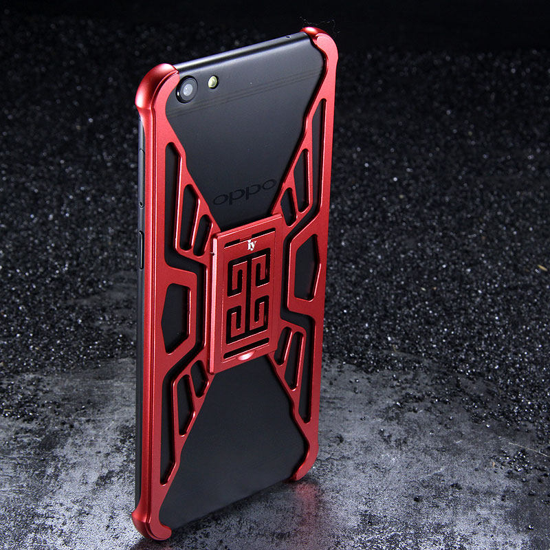 iy Metror Butterfly Aluminum Shell Shockproof Aerospace Metal Case Cover with Kickstand for OPPO R9s