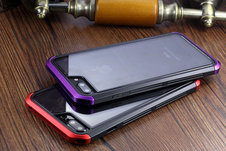 Luphie Nunchaku Airframe Metal Frame Air Barrier Tempered Glass Back Case Cover for Apple iPhone 7 Plus & iPhone 7