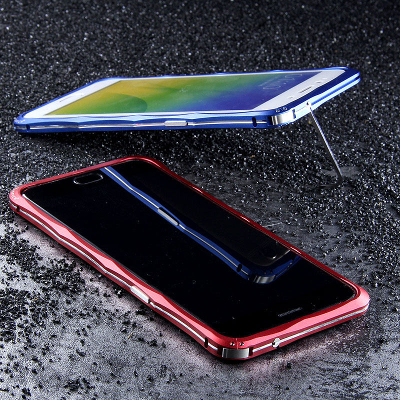iMatch Slim Light Aluminum Metal Shockproof Bumper with Kickstand for OPPO R9s & OPPO R9s Plus