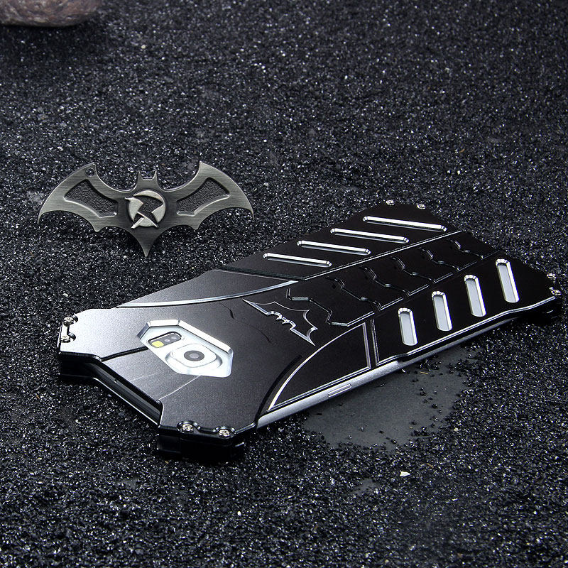 R-Just Batman Shockproof Aluminum Shell Metal Case with Custom Stent for Samsung Galaxy S6 Edge Plus G9280 & S6 Edge G9250