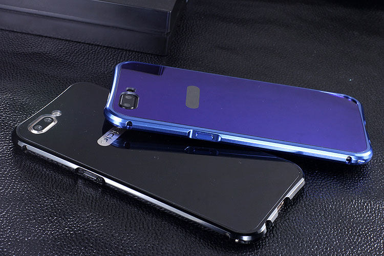 iy Rainbow Aluminum Metal Bumper Dazzle PC Back Cover Case for OPPO R11