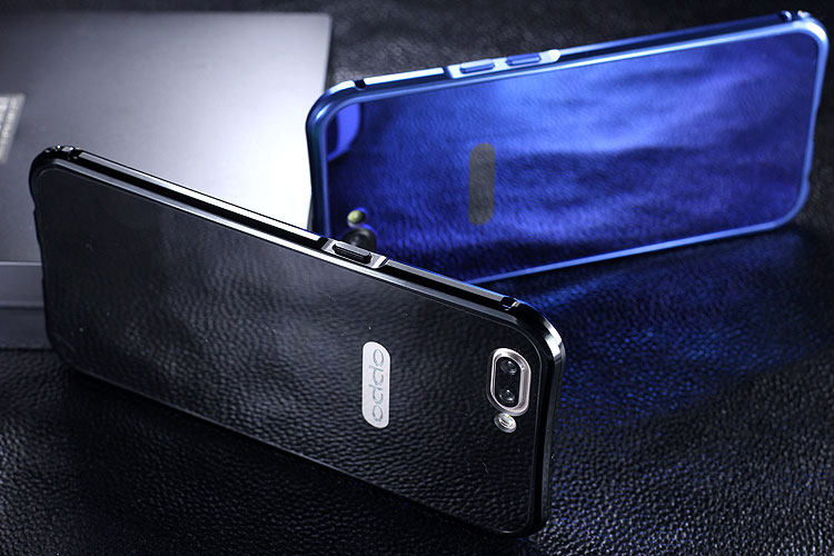 iy Rainbow Aluminum Metal Bumper Dazzle PC Back Cover Case for OPPO R11