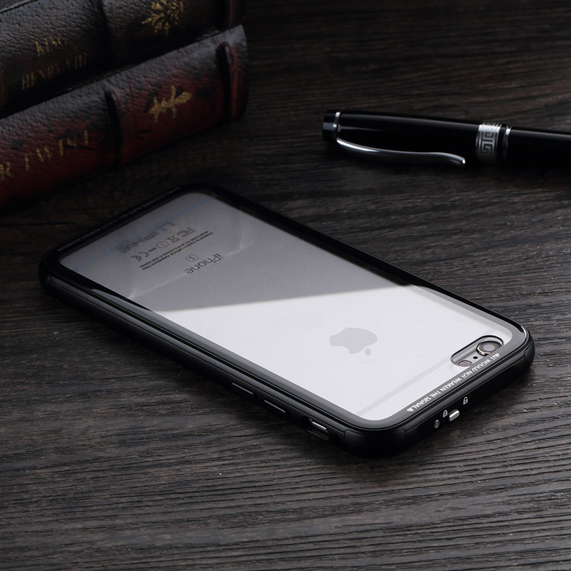 Luphie iGlass Airframe Aluminum Bumper Air Barrier Tempered Glass Back Case Cover for Apple iPhone 6S/6 & iPhone 6S Plus/6 Plus