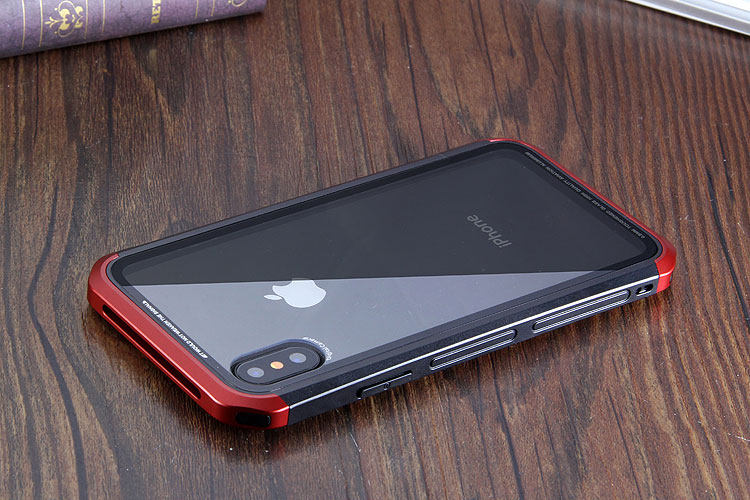 Luphie Nunchaku Airframe Metal Frame Air Barrier Tempered Glass Back Case Cover for Apple iPhone X