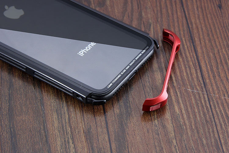 Luphie Nunchaku Airframe Metal Frame Air Barrier Tempered Glass Back Case Cover for Apple iPhone X