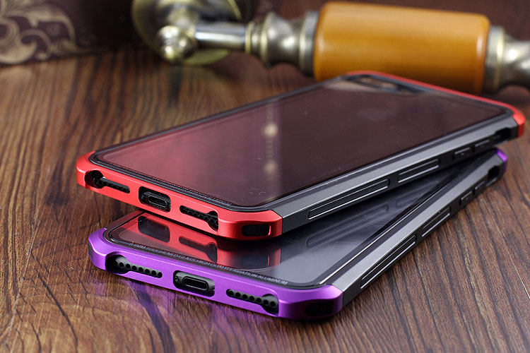 Luphie Nunchaku Airframe Metal Frame Air Barrier Tempered Glass Back Case Cover for Apple iPhone 7 Plus & iPhone 7