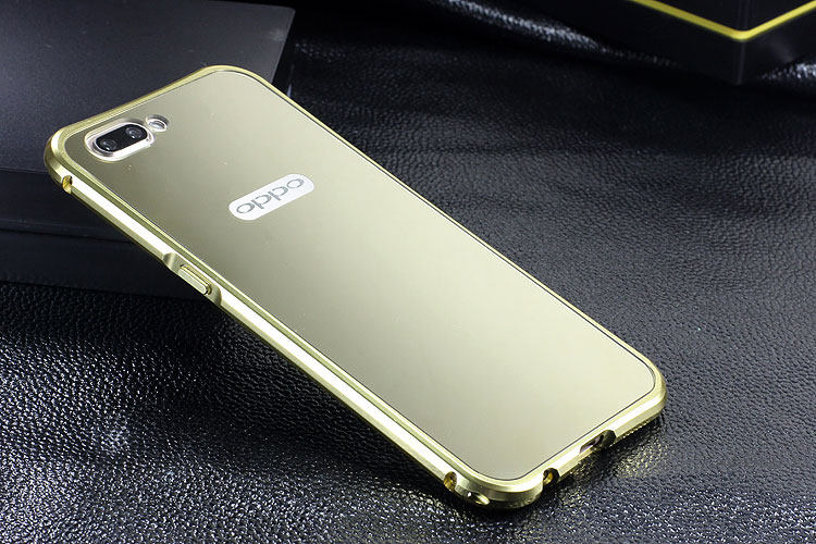 iy Rainbow Aluminum Metal Bumper Dazzle PC Back Cover Case for OPPO R11