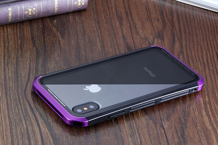 Luphie Nunchaku Airframe Metal Frame Air Barrier Tempered Glass Back Case Cover for Apple iPhone X