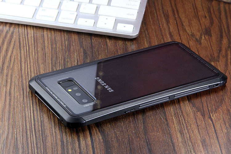 Luphie Nunchaku Airframe Metal Frame Air Barrier Tempered Glass Back Case Cover for Samsung Galaxy Note 8
