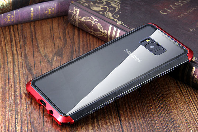 Luphie Nunchaku Airframe Metal Frame Air Barrier Tempered Glass Back Case Cover for Samsung Galaxy S8 Plus & Galaxy S8