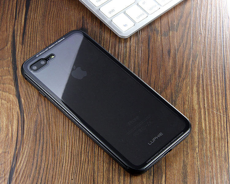 Luphie iGlass Airframe Aluminum Bumper Air Barrier Tempered Glass Back Case Cover for Apple iPhone 7 & iPhone 7 Plus
