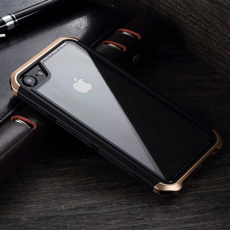 Luphie Nunchaku Airframe Metal Frame Air Barrier Tempered Glass Back Case Cover for Apple iPhone 6S/6 & iPhone 6S Plus/6 Plus