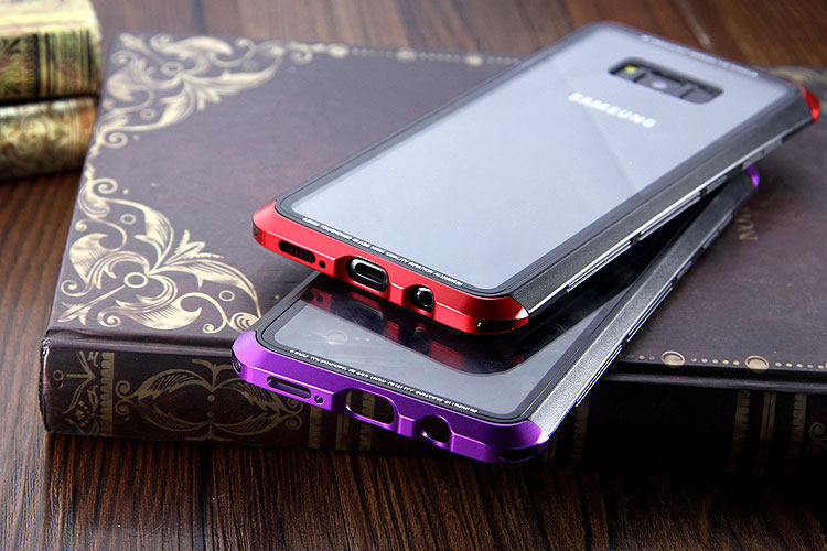 Luphie Nunchaku Airframe Metal Frame Air Barrier Tempered Glass Back Case Cover for Samsung Galaxy S8 Plus & Galaxy S8