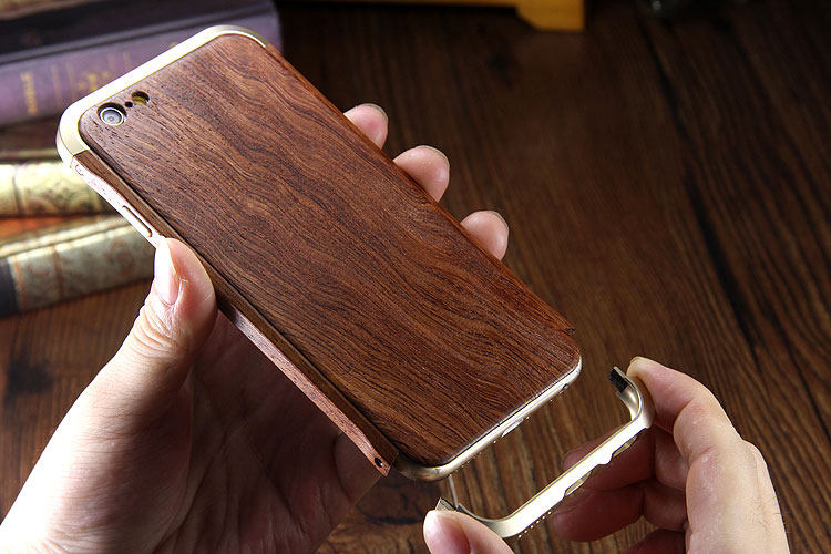 iy Rosewood Aluminum Metal Frame Wood Bumper Wooden Back Case Cover for Apple iPhone 6S Plus/6 Plus & iPhone 6S/6