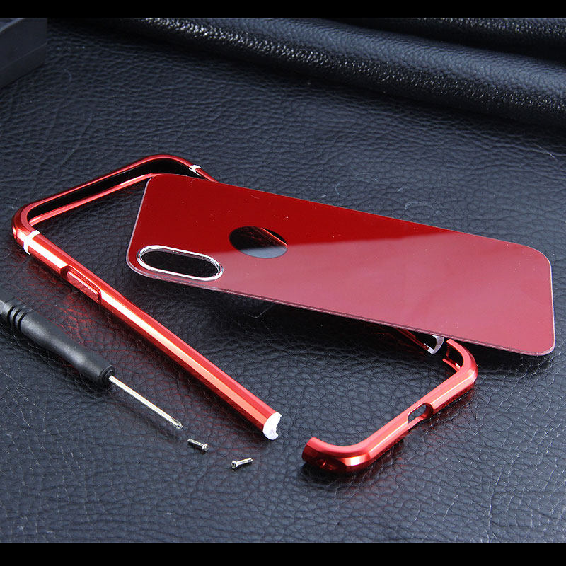 iy Rainbow Aluminum Metal Bumper Dazzle PC Back Cover Case for Apple iPhone X