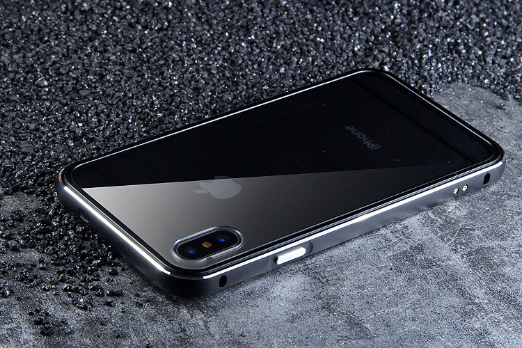 iy Bicolor Aurora Aluminum Metal Bumper Scratch Resistant Transparent PC Case Cover for Apple iPhone X