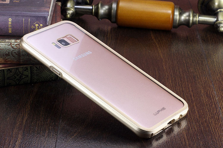 Luphie iGlass Airframe Aluminum Bumper Air Barrier Tempered Glass Back Case Cover for Samsung Galaxy S8 Plus & Galaxy S8