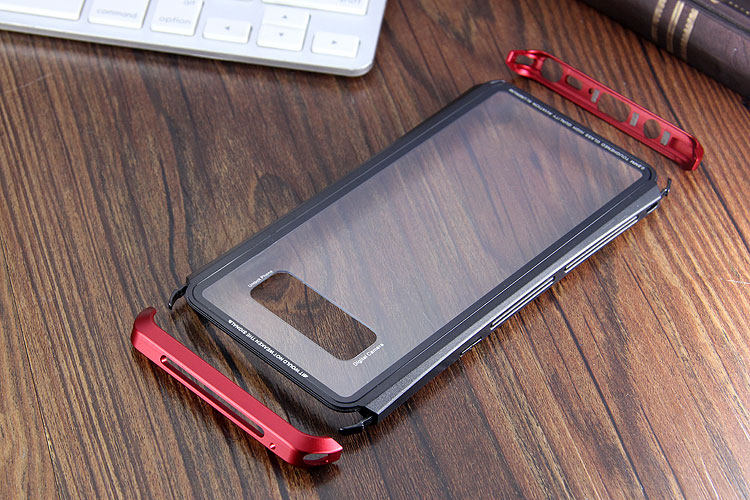 Luphie Nunchaku Airframe Metal Frame Air Barrier Tempered Glass Back Case Cover for Samsung Galaxy Note 8
