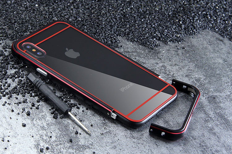 iy Bicolor Aurora Aluminum Metal Bumper Scratch Resistant Transparent PC Case Cover for Apple iPhone X