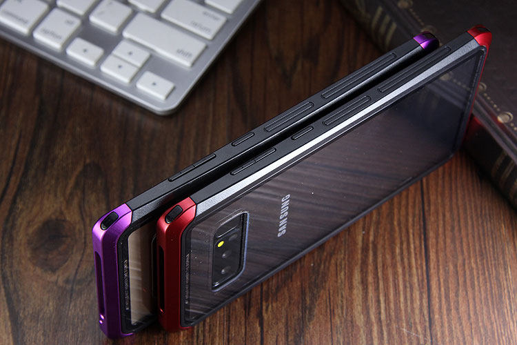 Luphie Nunchaku Airframe Metal Frame Air Barrier Tempered Glass Back Case Cover for Samsung Galaxy Note 8