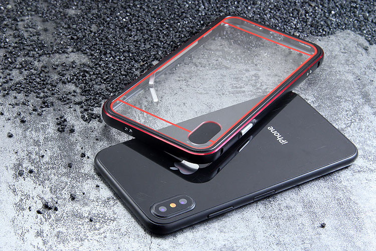 iy Bicolor Aurora Aluminum Metal Bumper Scratch Resistant Transparent PC Case Cover for Apple iPhone X