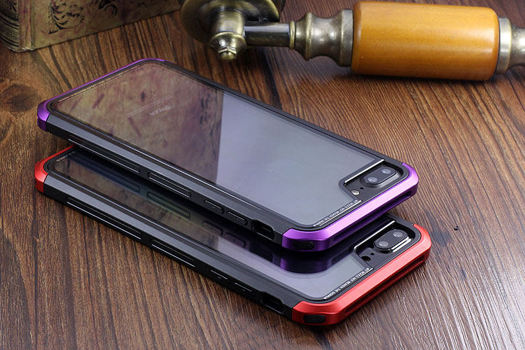 Luphie Nunchaku Airframe Metal Frame Air Barrier Tempered Glass Back Case Cover for Apple iPhone 7 Plus & iPhone 7