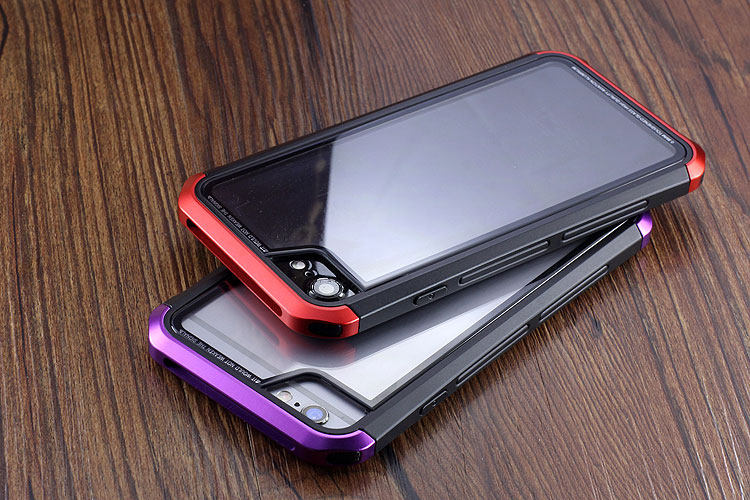 Luphie Nunchaku Airframe Metal Frame Air Barrier Tempered Glass Back Case Cover for Apple iPhone 6S/6 & iPhone 6S Plus/6 Plus