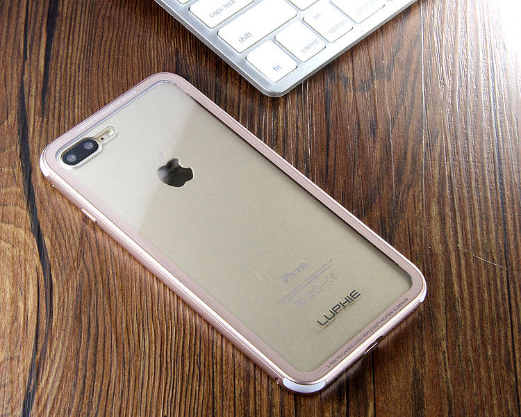 Luphie iGlass Airframe Aluminum Bumper Air Barrier Tempered Glass Back Case Cover for Apple iPhone 7 & iPhone 7 Plus
