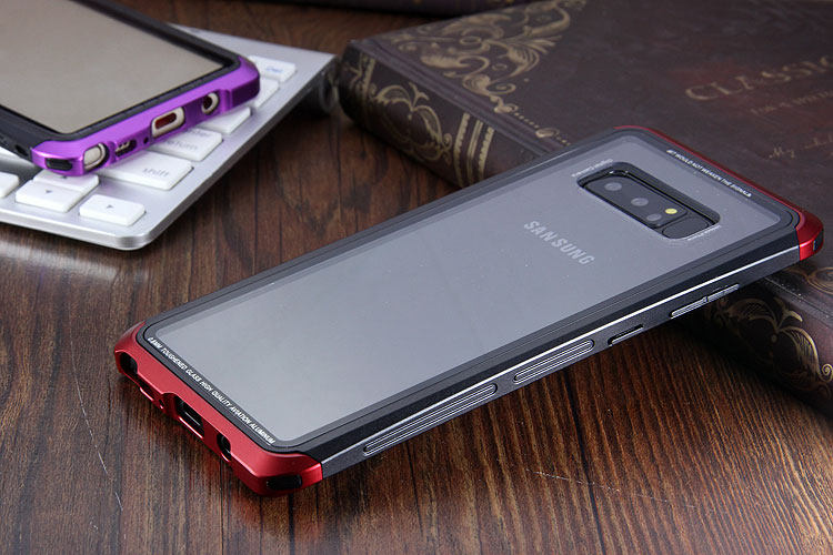 Luphie Nunchaku Airframe Metal Frame Air Barrier Tempered Glass Back Case Cover for Samsung Galaxy Note 8