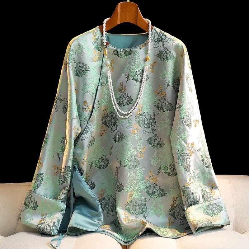 Trendy improvement of new Chinese style national wind blouse female Yang power Tongan winter New retro jacquard clip cotton thickened cotton clothing jacket-Taobao