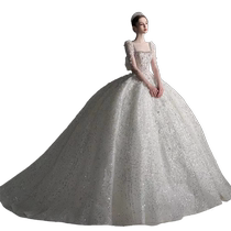 French wedding dress new 2024 bridal main yarn high-end texture small fugitive princess female high-end heavy industry dress