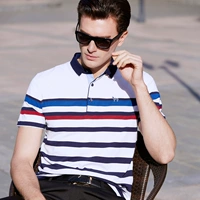 Mùa hè mới áo thun ngắn tay nam ve áo Paul size lớn nửa tay sọc POLO áo thun xu hướng áo sơ mi Slim áo polo có cổ