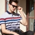 Mùa hè mới áo thun ngắn tay nam ve áo Paul size lớn nửa tay sọc POLO áo thun xu hướng áo sơ mi Slim áo polo có cổ Polo