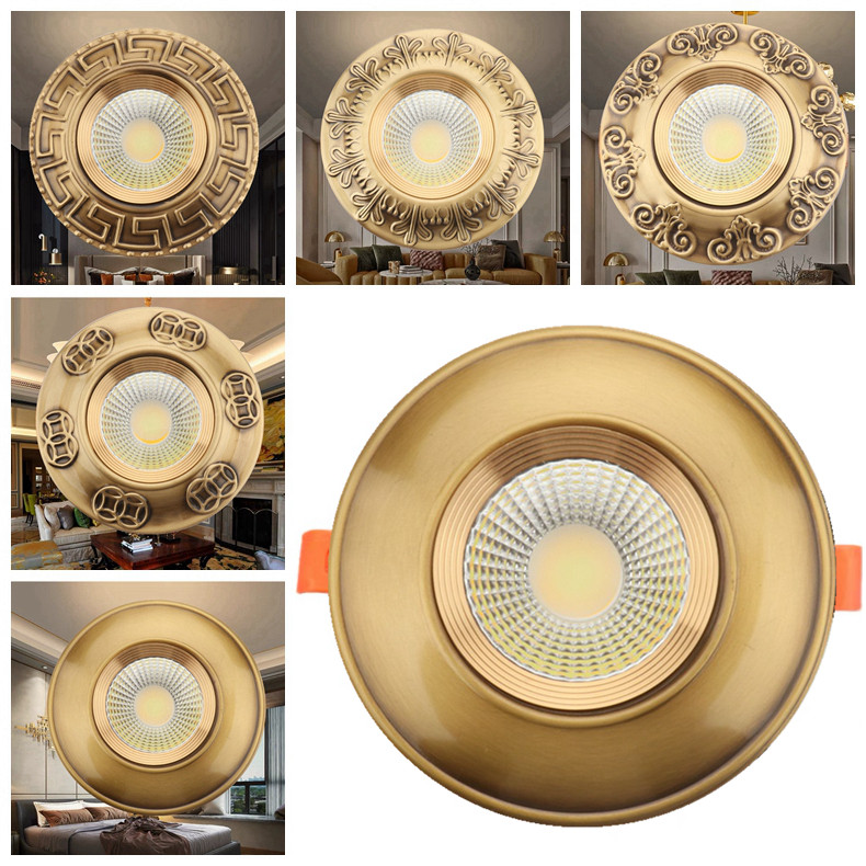 All copper spotlight living room downlight embedded 7 5 hole lamp cat's eye lamp aisle hole lamp LED barrel lamp background wall lamp