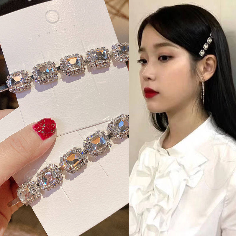 Del Luna Hotel iu same rhinestone hair clip headdress female Yue Li Zhien same word clip Japanese and Korean temperament hair accessories