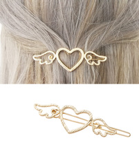 Korean-style jewelry Hollow love wings hairpin Retro simple wing metal word edge clip Hairpin ladies