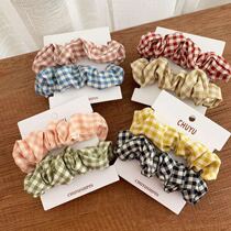 Japan and South Korea sweet girl wild plaid hair rope ins temperament college cloth art hair circle head rope Korean hair accessories